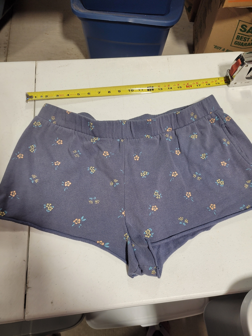 Colsie Navy Floral Bike Shorts with Pink & Cream Blossoms
